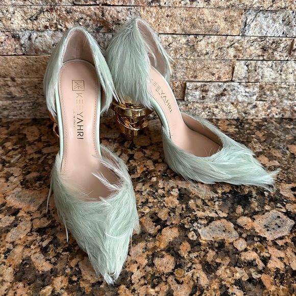 Keeyahri Jenine fairytale pointed toe d’Orsay pump mint green heels shoes - Picture 4 of 9